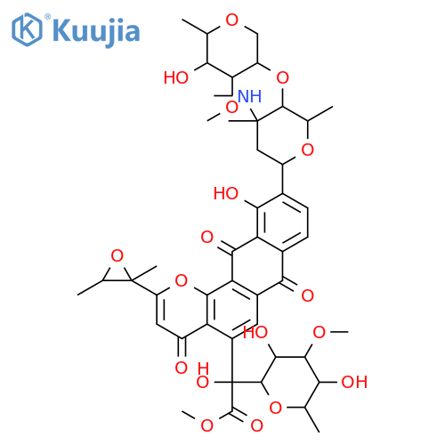D-glycero-D-manno-Octonicacid,3,7-anhydro-8-deoxy-2-C-[2-(2,3-dimethyl-2-oxiranyl)-7,12-dihydro-11-hydroxy-4,7,12-trioxo-10-[2,3,6-trideoxy-4-O-(2,6-dideoxy-3-O-methyl-a-D-ribo-hexopyranosyl)-3-C-methyl-3-(methylamino)-a-L-lyxo-hexopyranosyl]-4H-anthra[1,2-b]pyran-5-yl]-5-O-methyl-,methyl ester, (2x)- structure