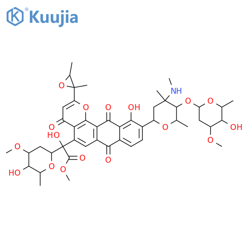 D-altro-Octonic acid,3,7-anhydro-4,8-dideoxy-2-C-[2-(2,3-dimethyloxiranyl)-7,12-dihydro-11-hydroxy-4,7,12-trioxo-10-[2,3,6-trideoxy-4-O-(2,6-dideoxy-3-O-methyl-a-D-ribo-hexopyranosyl)-3-C-methyl-3-(methylamino)-a-L-lyxo-hexopyranosyl]-4H-anthra[1,2-b]pyran-5-yl]-5-O-methyl-,methyl ester, (2x)-(9CI) structure