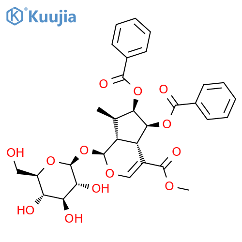 Cyclopenta[c]pyran-4-carboxylicacid, 5,6-bis(benzoyloxy)-1-(b-D-glucopyranosyloxy)-1,4a,5,6,7,7a-hexahydro-7-methyl-, methyl ester,(1S,4aS,5S,6R,7R,7aR)- (9CI) structure