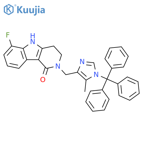 1H-Pyrido[4,3-b]indol-1-one, 6-fluoro-2,3,4,5-tetrahydro-2-[[5-methyl-1-(triphenylmethyl)-1H-imidazol-4-yl]methyl]- structure