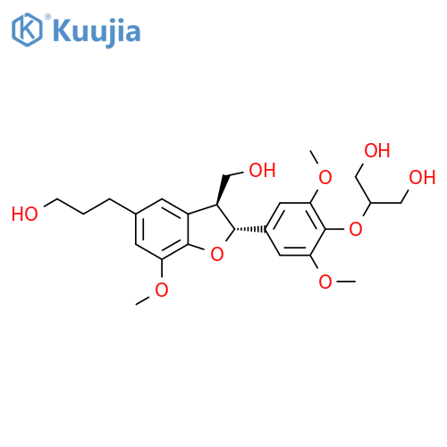1,3-Propanediol, 2-[4-[(2R,3S)-2,3-dihydro-3-(hydroxymethyl)-5-(3-hydroxypropyl)-7-methoxy-2-benzofuranyl]-2,6-dimethoxyphenoxy]-, rel- structure