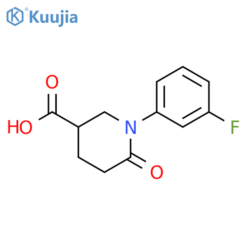 1-(3-fluorophenyl)-6-oxopiperidine-3-carboxylic acid structure