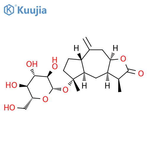 Azuleno[6,5-b]furan-2(3H)-one,5-(b-D-glucopyranosyloxy)decahydro-3,5-dimethyl-8-methylene-,(3S,3aR,4aR,5R,7aS,9aR)- (9CI) structure