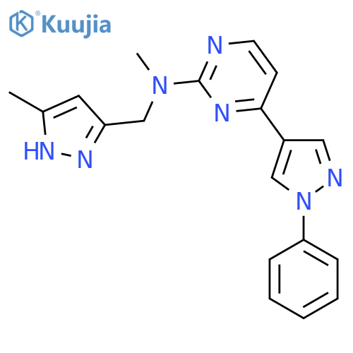 N-Methyl-N-((5-methyl-1H-pyrazol-3-yl)methyl)-4-(1-phenyl-1H-pyrazol-4-yl)pyrimidin-2-amine structure