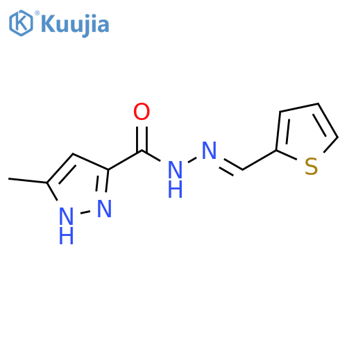 3-methyl-N'-(1E)-(thiophen-2-yl)methylidene-1H-pyrazole-5-carbohydrazide structure