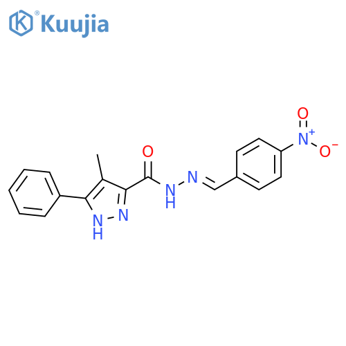 4-methyl-N'-(1E)-(4-nitrophenyl)methylidene-3-phenyl-1H-pyrazole-5-carbohydrazide structure