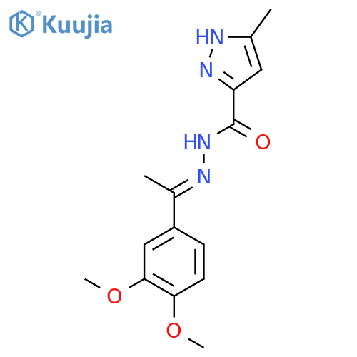 N'-(1E)-1-(3,4-dimethoxyphenyl)ethylidene-3-methyl-1H-pyrazole-5-carbohydrazide structure