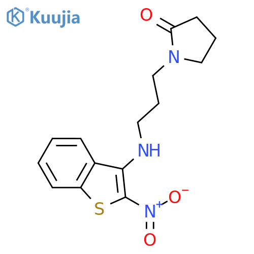 2-Pyrrolidinone,1-[3-[(2-nitrobenzo[b]thien-3-yl)amino]propyl]- structure
