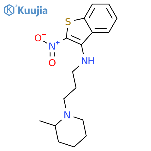 1-Piperidinepropanamine,2-methyl-N-(2-nitrobenzo[b]thien-3-yl)- structure