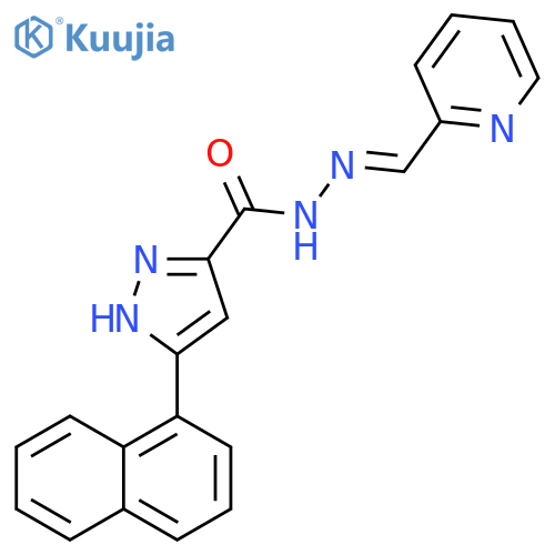 3-(naphthalen-1-yl)-N'-(1E)-(pyridin-2-yl)methylidene-1H-pyrazole-5-carbohydrazide structure