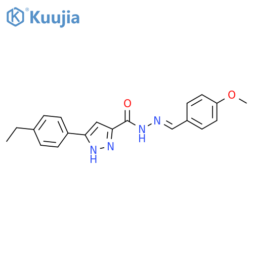 3-(4-ethylphenyl)-N'-(1E)-(4-methoxyphenyl)methylidene-1H-pyrazole-5-carbohydrazide structure