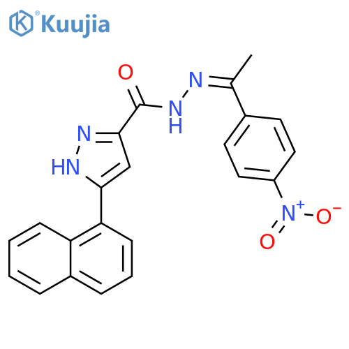 3-(naphthalen-1-yl)-N'-(1Z)-1-(4-nitrophenyl)ethylidene-1H-pyrazole-5-carbohydrazide structure