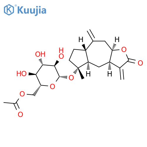 Azuleno[6,5-b]furan-2(3H)-one,5-[(6-O-acetyl-b-D-glucopyranosyl)oxy]decahydro-5-methyl-3,8-bis(methylene)-,(3aR,4aR,5R,7aS,9aR)- (9CI) structure