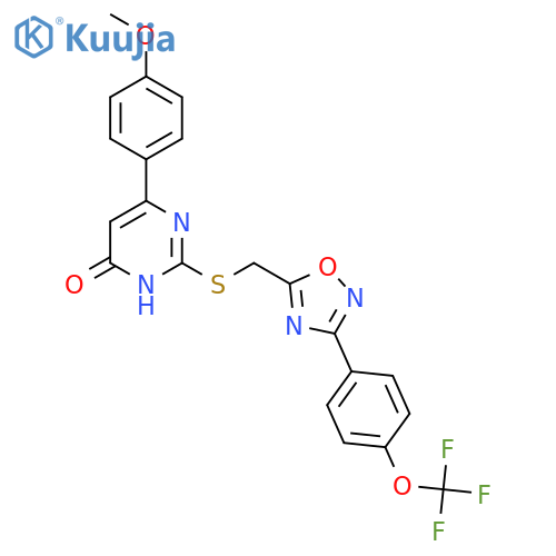 6-(4-methoxyphenyl)-2-({3-4-(trifluoromethoxy)phenyl-1,2,4-oxadiazol-5-yl}methyl)sulfanylpyrimidin-4-ol structure