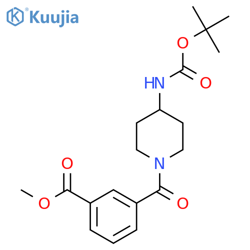Methyl 3-[4-(tert-butoxycarbonyl)amino-piperidine-1-carbonyl]benzoate structure