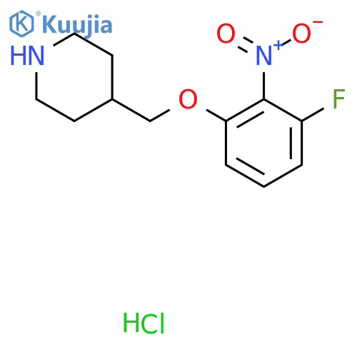 4-[(3-Fluoro-2-nitrophenoxy)methyl]piperidine hydrochloride structure