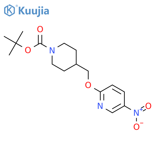 Tert-butyl 4-(((5-nitropyridin-2-yl)oxy)methyl)piperidine-1-carboxylate structure