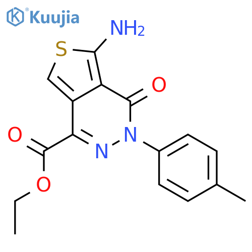 ethyl 5-amino-3-(4-methylphenyl)-4-oxo-3H,4H-thieno[3,4-d]pyridazine-1-carboxylate structure