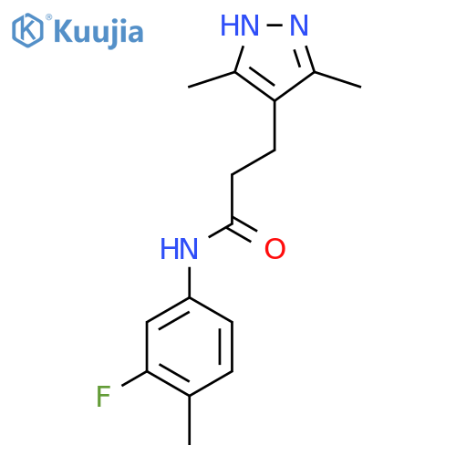 3-(3,5-dimethyl-1H-pyrazol-4-yl)-N-(3-fluoro-4-methylphenyl)propanamide structure