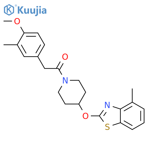2-(4-methoxy-3-methylphenyl)-1-{4-(4-methyl-1,3-benzothiazol-2-yl)oxypiperidin-1-yl}ethan-1-one structure