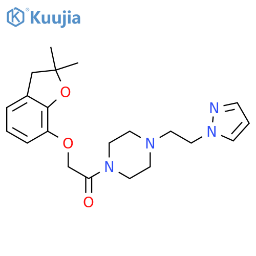 2-[(2,2-dimethyl-2,3-dihydro-1-benzofuran-7-yl)oxy]-1-{4-[2-(1H-pyrazol-1-yl)ethyl]piperazin-1-yl}ethan-1-one structure