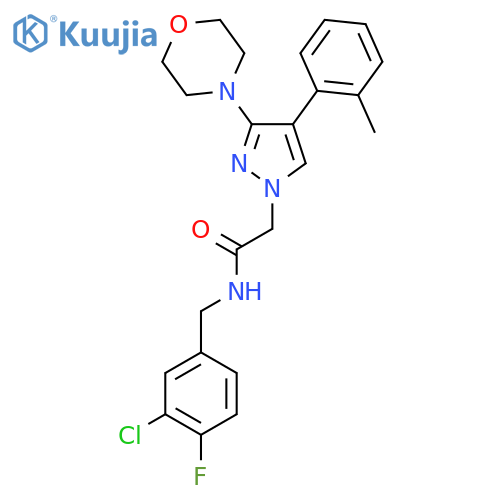 N-(3-chloro-4-fluorophenyl)methyl-2-4-(2-methylphenyl)-3-(morpholin-4-yl)-1H-pyrazol-1-ylacetamide structure