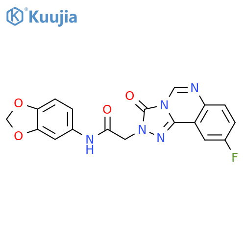 N-(2H-1,3-benzodioxol-5-yl)-2-{9-fluoro-3-oxo-2H,3H-1,2,4triazolo4,3-cquinazolin-2-yl}acetamide structure