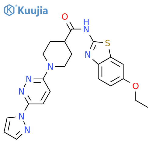 N-(6-ethoxy-1,3-benzothiazol-2-yl)-1-6-(1H-pyrazol-1-yl)pyridazin-3-ylpiperidine-4-carboxamide structure