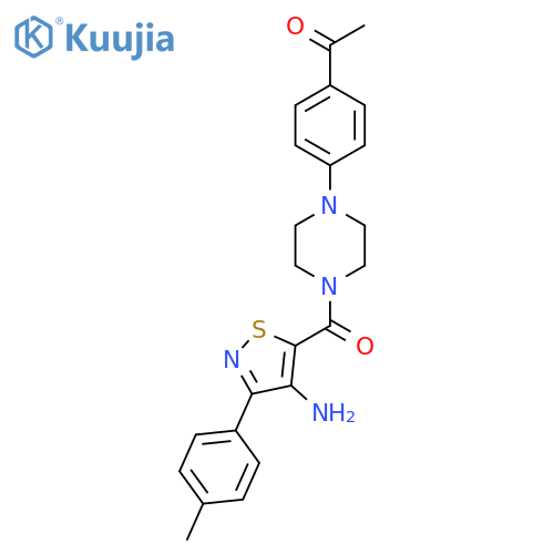 1-(4-{4-4-amino-3-(4-methylphenyl)-1,2-thiazole-5-carbonylpiperazin-1-yl}phenyl)ethan-1-one structure