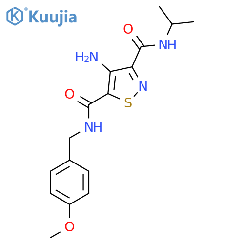 4-amino-N5-(4-methoxyphenyl)methyl-N3-(propan-2-yl)-1,2-thiazole-3,5-dicarboxamide structure