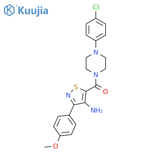 5-4-(4-chlorophenyl)piperazine-1-carbonyl-3-(4-methoxyphenyl)-1,2-thiazol-4-amine structure