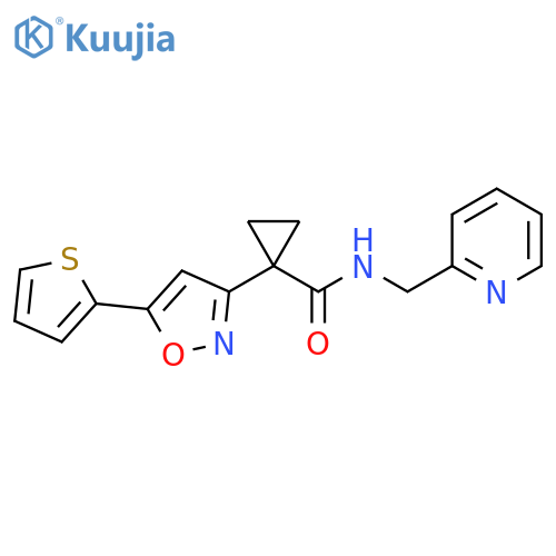 N-(pyridin-2-yl)methyl-1-5-(thiophen-2-yl)-1,2-oxazol-3-ylcyclopropane-1-carboxamide structure