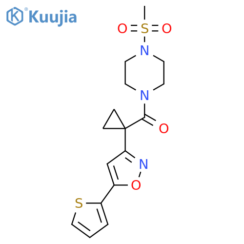 1-methanesulfonyl-4-{1-5-(thiophen-2-yl)-1,2-oxazol-3-ylcyclopropanecarbonyl}piperazine structure