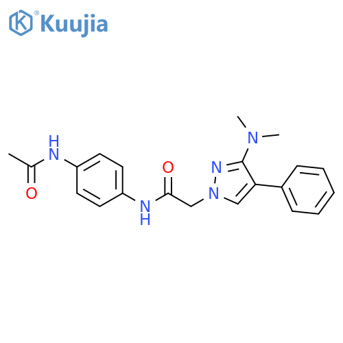 2-3-(dimethylamino)-4-phenyl-1H-pyrazol-1-yl-N-(4-acetamidophenyl)acetamide structure