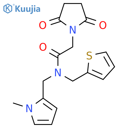 2-(2,5-dioxopyrrolidin-1-yl)-N-[(1-methyl-1H-pyrrol-2-yl)methyl]-N-[(thiophen-2-yl)methyl]acetamide structure