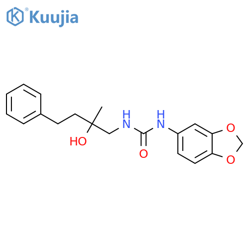 3-(2H-1,3-benzodioxol-5-yl)-1-(2-hydroxy-2-methyl-4-phenylbutyl)urea structure