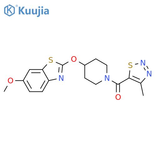 6-methoxy-2-{1-(4-methyl-1,2,3-thiadiazole-5-carbonyl)piperidin-4-yloxy}-1,3-benzothiazole structure