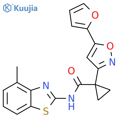 1-5-(furan-2-yl)-1,2-oxazol-3-yl-N-(4-methyl-1,3-benzothiazol-2-yl)cyclopropane-1-carboxamide structure