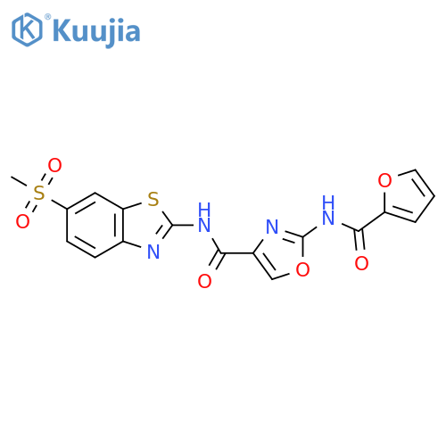 2-(furan-2-amido)-N-(6-methanesulfonyl-1,3-benzothiazol-2-yl)-1,3-oxazole-4-carboxamide structure