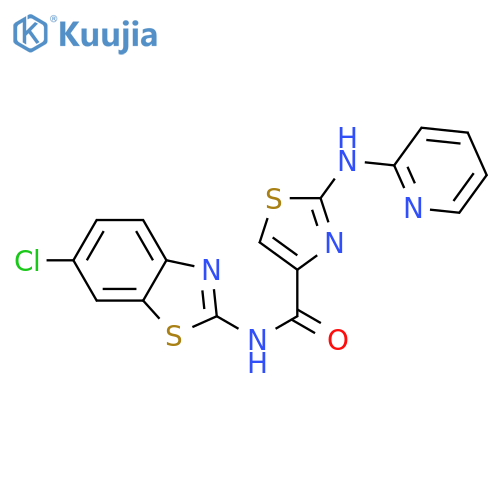 N-(6-chloro-1,3-benzothiazol-2-yl)-2-(pyridin-2-yl)amino-1,3-thiazole-4-carboxamide structure