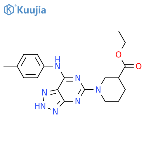 ethyl 1-{7-(4-methylphenyl)amino-3H-1,2,3triazolo4,5-dpyrimidin-5-yl}piperidine-3-carboxylate structure