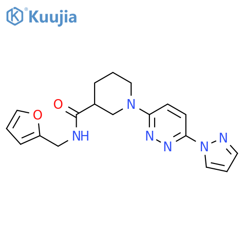 N-(furan-2-yl)methyl-1-6-(1H-pyrazol-1-yl)pyridazin-3-ylpiperidine-3-carboxamide structure