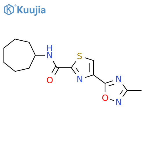 N-cycloheptyl-4-(3-methyl-1,2,4-oxadiazol-5-yl)-1,3-thiazole-2-carboxamide structure