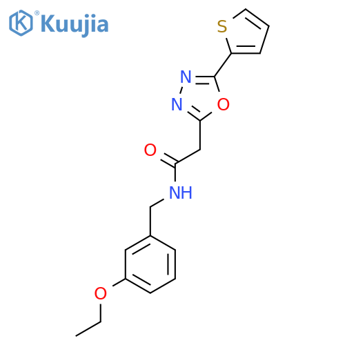 N-(3-ethoxyphenyl)methyl-2-5-(thiophen-2-yl)-1,3,4-oxadiazol-2-ylacetamide structure
