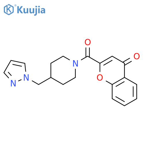 2-{4-(1H-pyrazol-1-yl)methylpiperidine-1-carbonyl}-4H-chromen-4-one structure