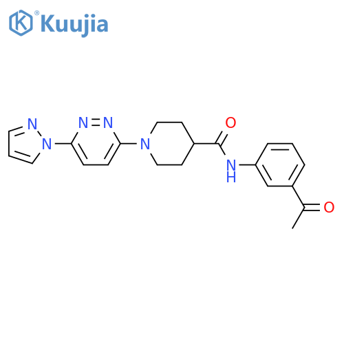 N-(3-acetylphenyl)-1-6-(1H-pyrazol-1-yl)pyridazin-3-ylpiperidine-4-carboxamide structure