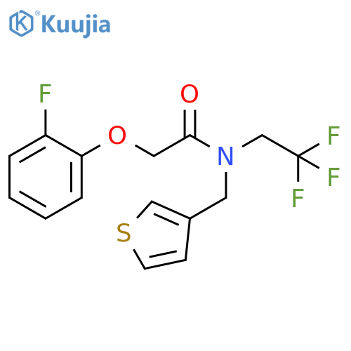 2-(2-fluorophenoxy)-N-(thiophen-3-yl)methyl-N-(2,2,2-trifluoroethyl)acetamide structure