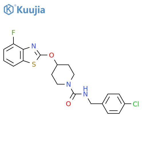 N-(4-chlorophenyl)methyl-4-(4-fluoro-1,3-benzothiazol-2-yl)oxypiperidine-1-carboxamide structure
