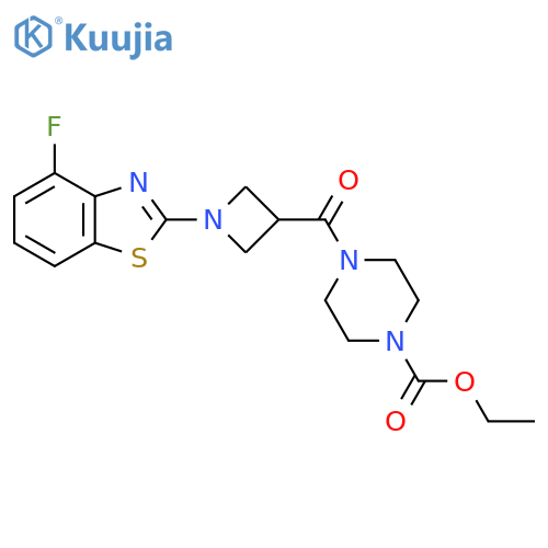 ethyl 4-1-(4-fluoro-1,3-benzothiazol-2-yl)azetidine-3-carbonylpiperazine-1-carboxylate structure