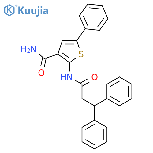 2-(3,3-diphenylpropanamido)-5-phenylthiophene-3-carboxamide structure